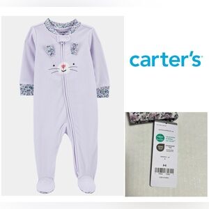🆕CARTER’S - 2T - NWT - TODDLER GIRLS PURPLE FLORAL BUNNY FLEECE FOOTIE / SLEEPER